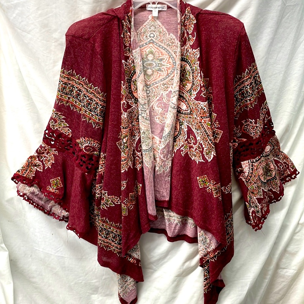 Roommate asymmetrical laced bell sleeves shawl ladies sz 3x